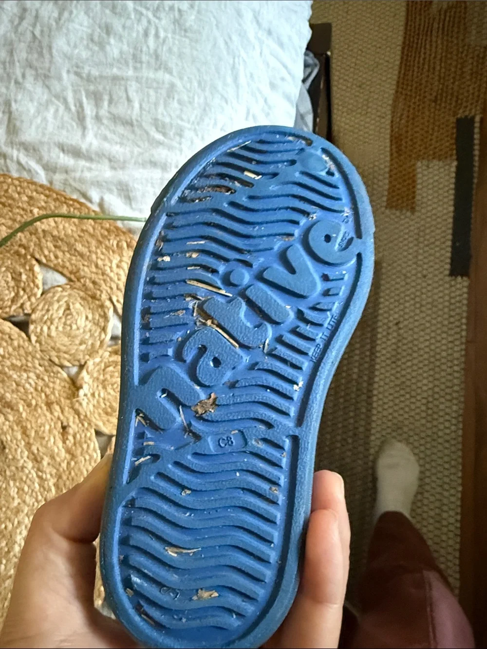Native Toddler Jefferson Blue With Blue Trim Slip On Shoes. Size 8
